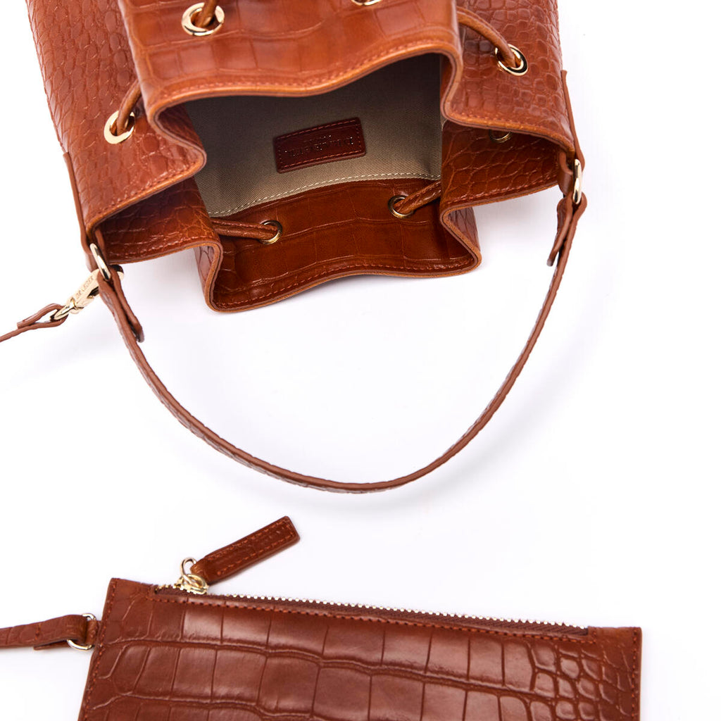 Bolso Bucket Anna Croco Coñac 4