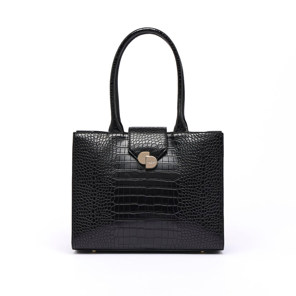 Bolso shopper Croco Camille Negro 1