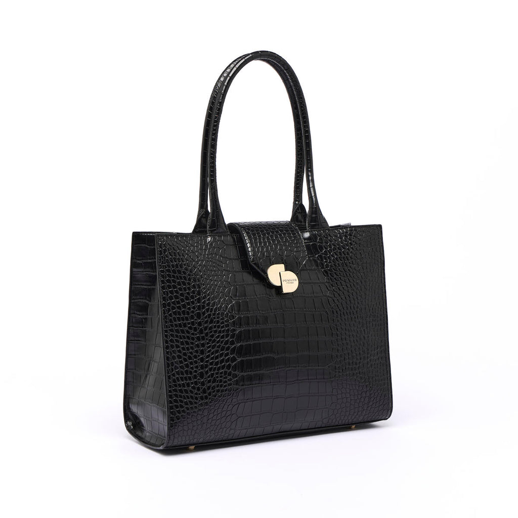 Bolso shopper Croco Camille Negro 2
