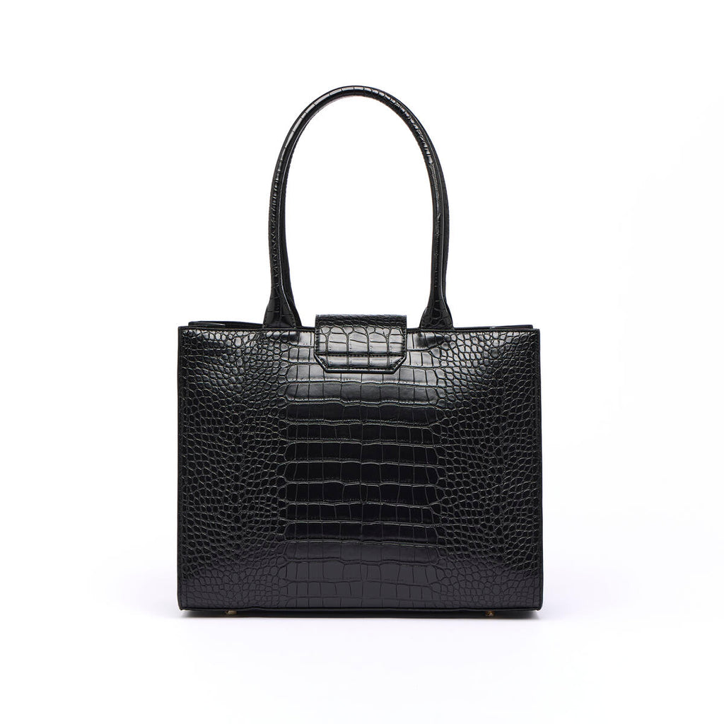 Bolso shopper Croco Camille Negro 3