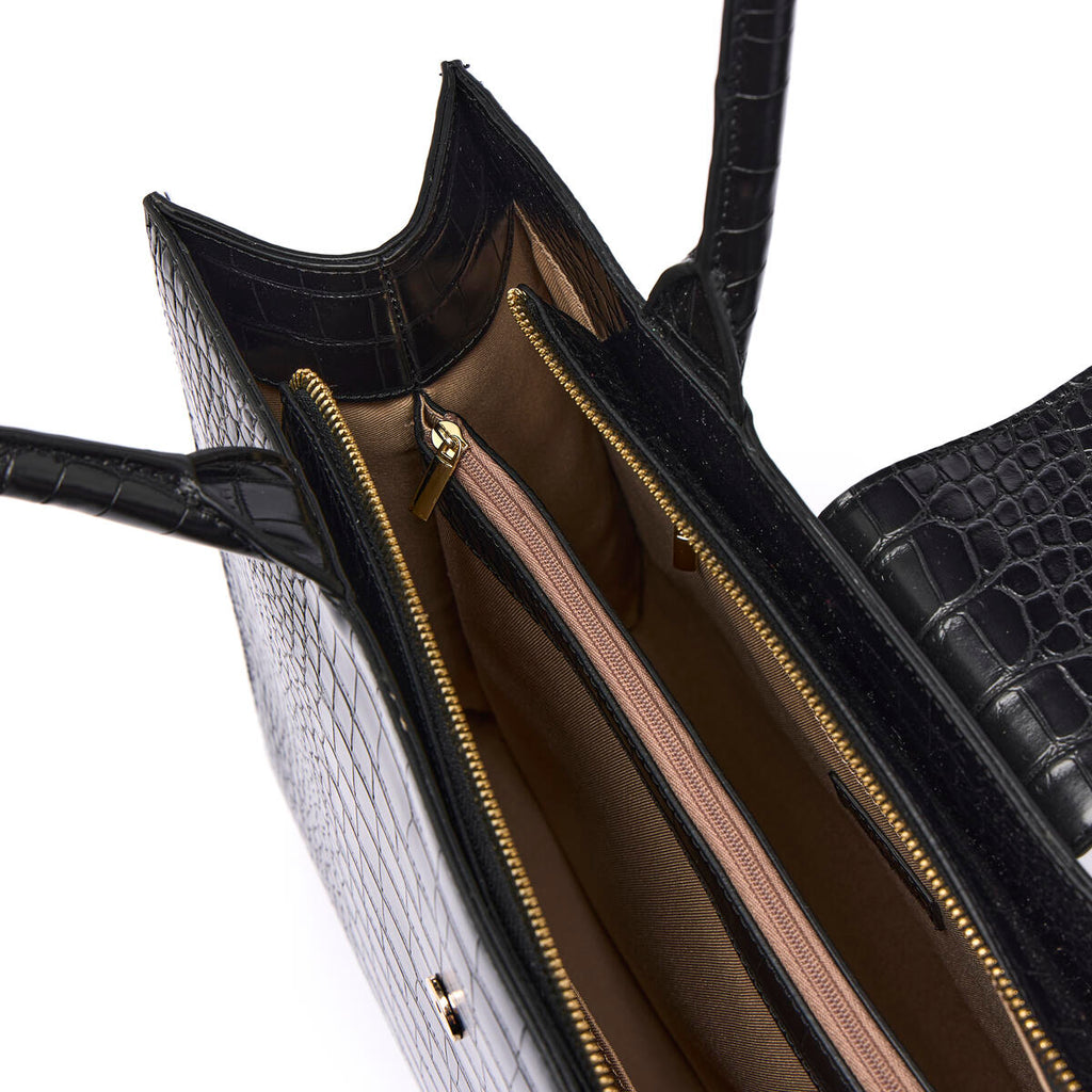 Bolso shopper Croco Camille Negro 4