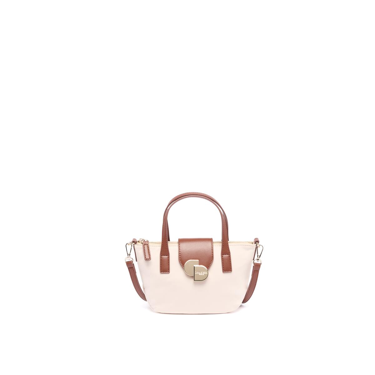 Bolso shopper mini de lona Marfil 1