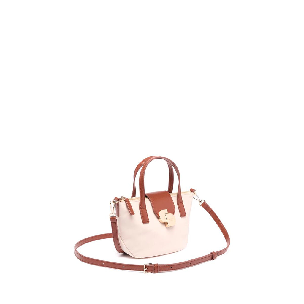 Bolso shopper mini de lona Marfil 2