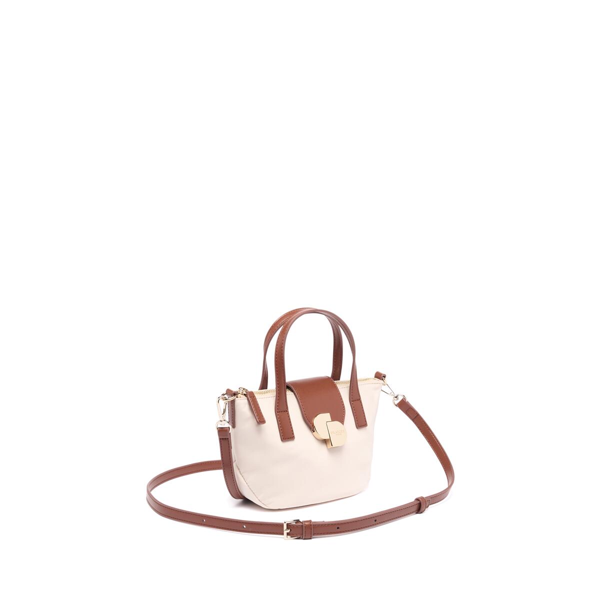 Bolso shopper mini de lona Marfil 2