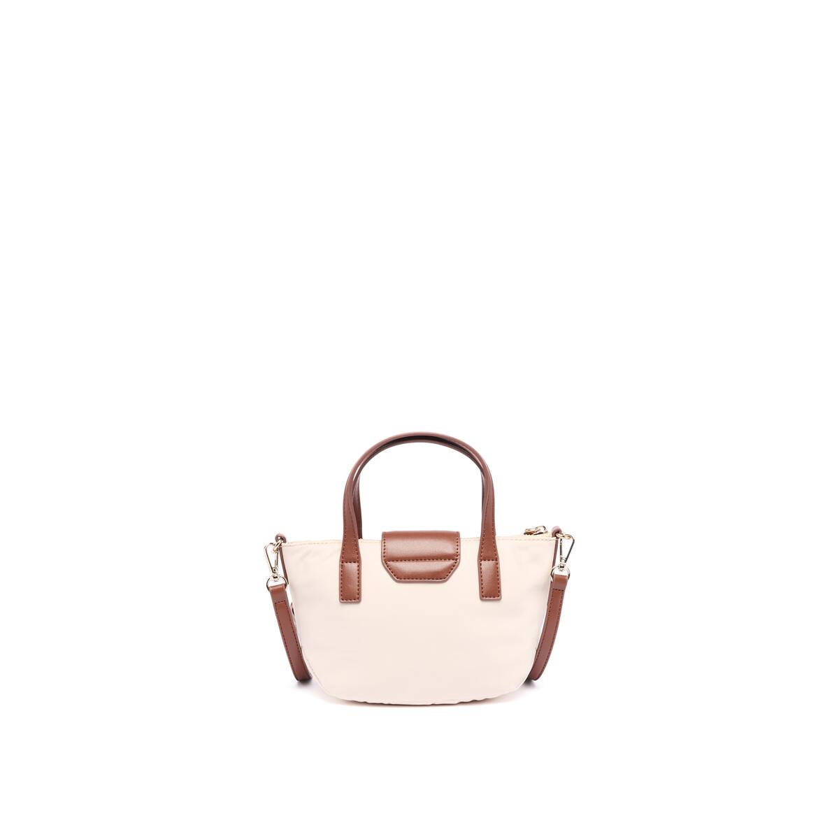 Bolso shopper mini de lona Marfil 3