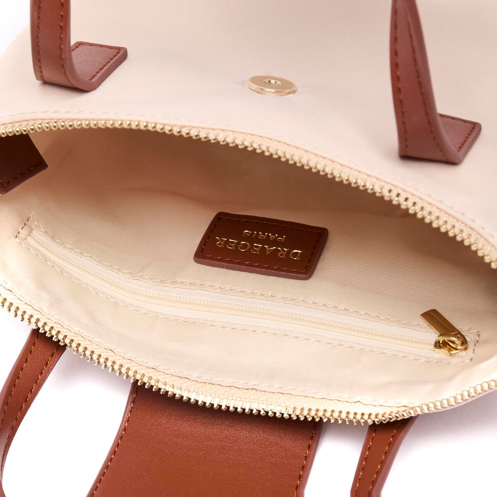 Bolso shopper mini de lona Marfil 4