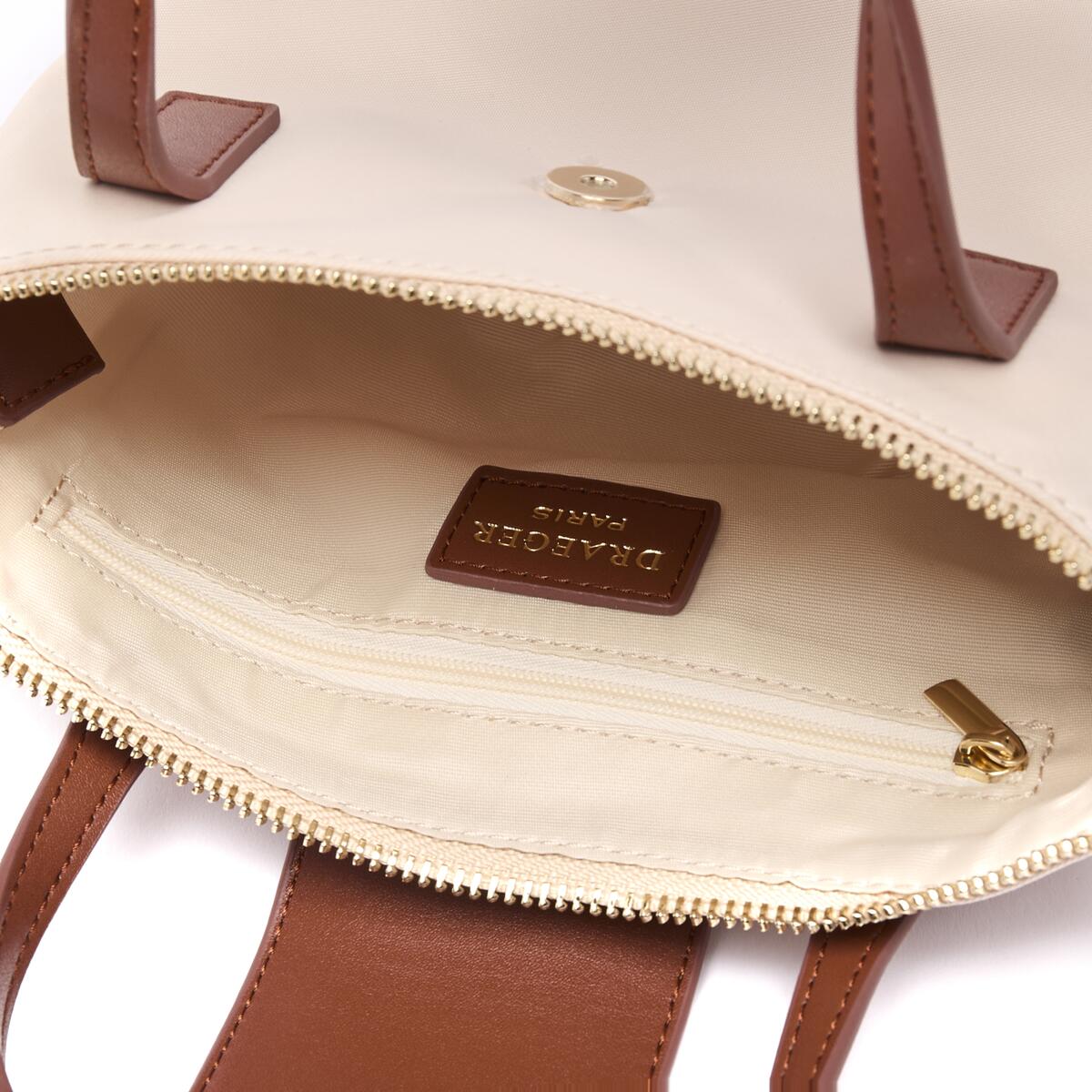 Bolso shopper mini de lona Marfil 4