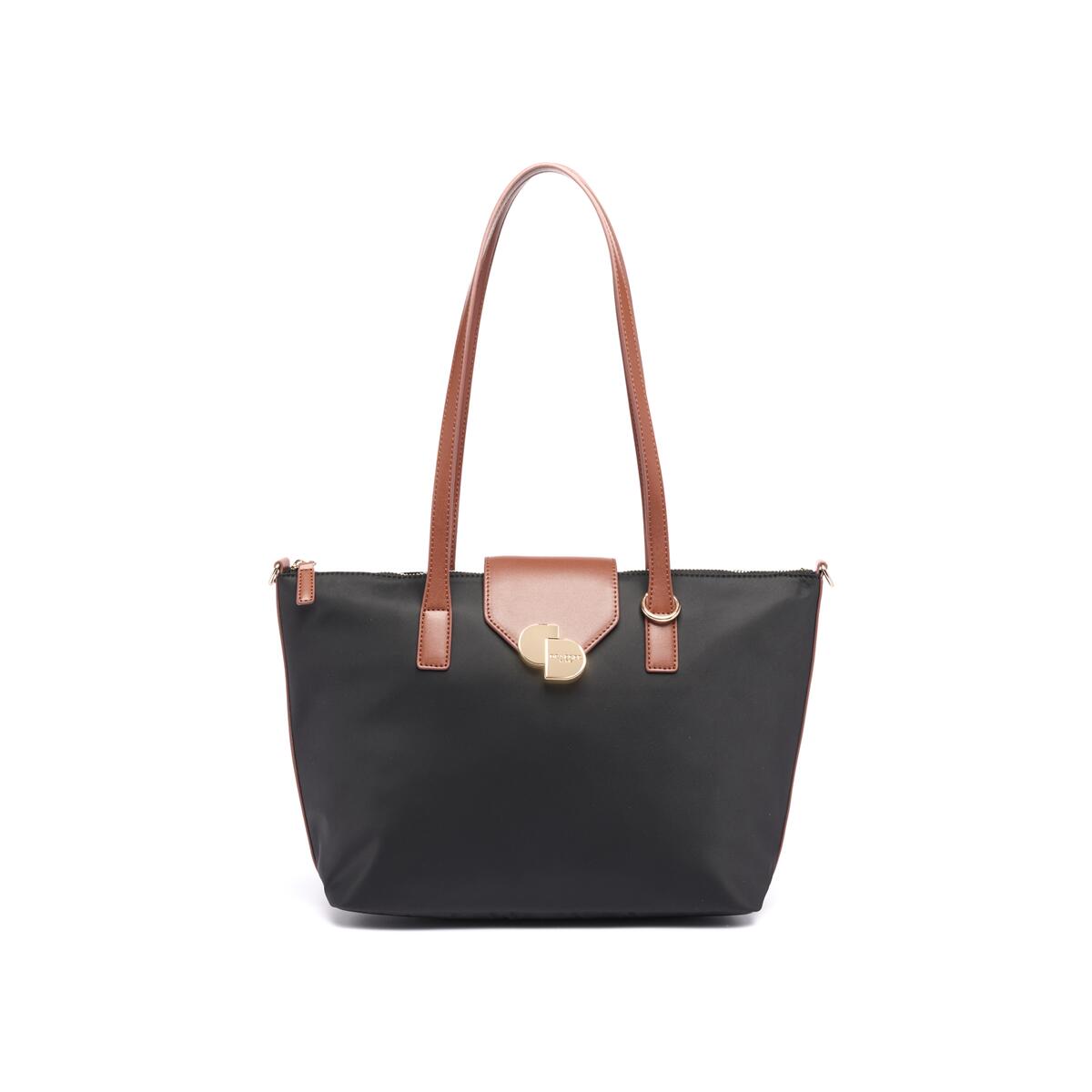 Bolso shopper mediano de lona Negro 1