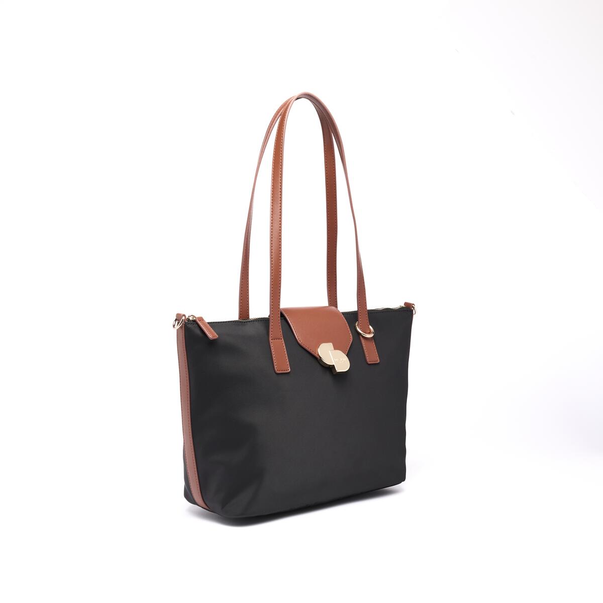 Bolso shopper mediano de lona Negro 2