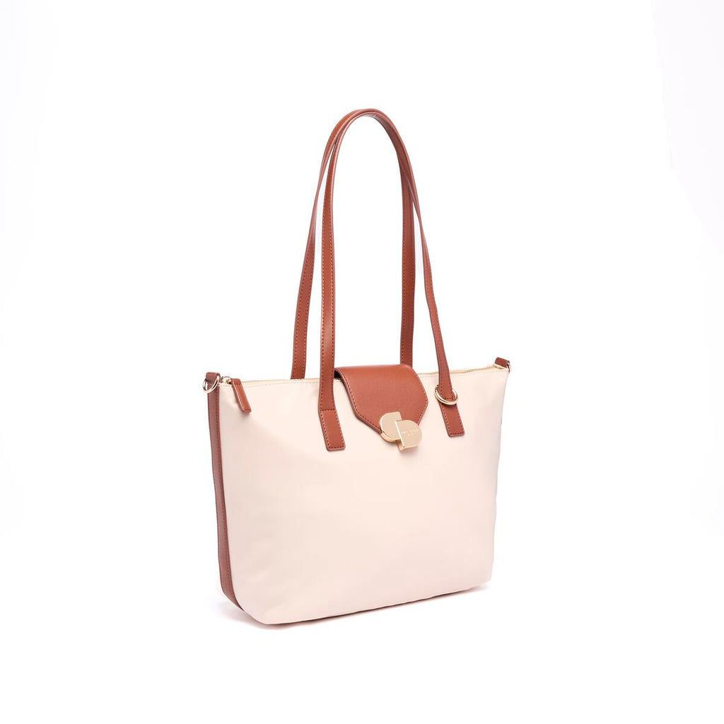 Bolso shopper mediano de lona Marfil 2