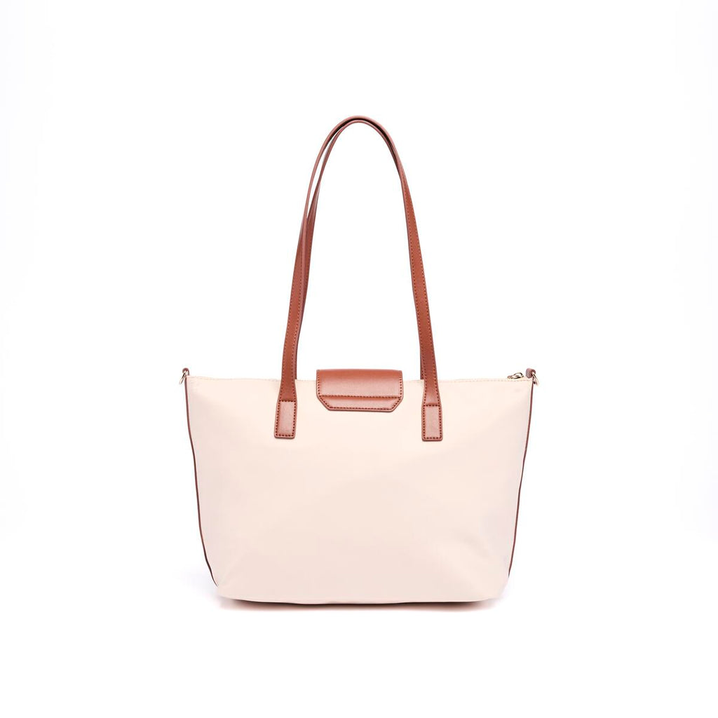 Bolso shopper mediano de lona Marfil 3
