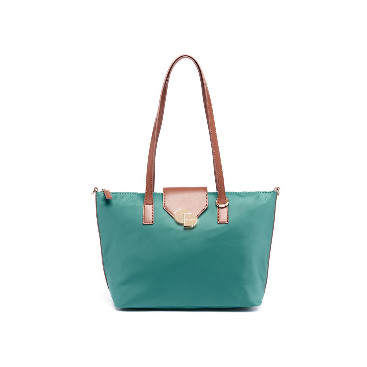 Bolso shopper mediano de lona Verde 1