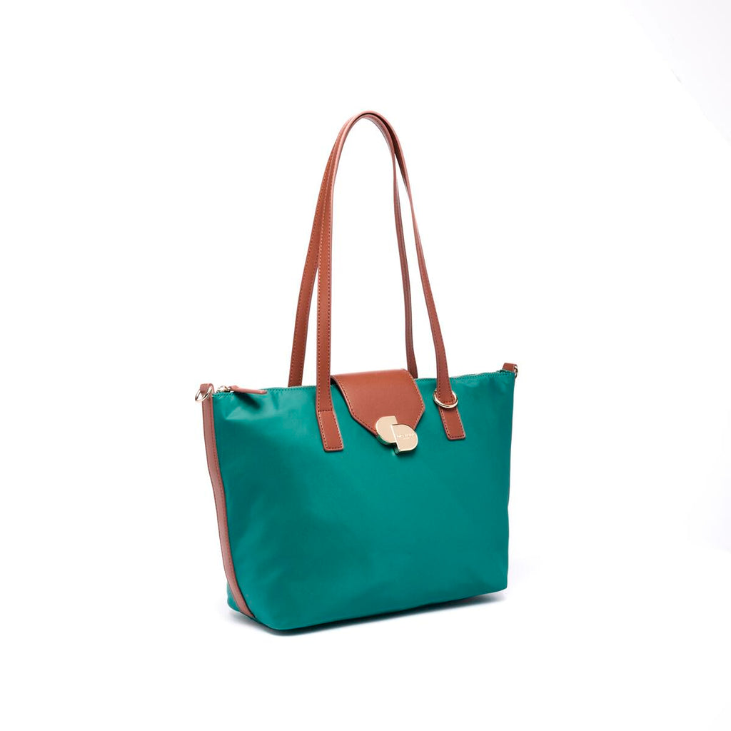 Bolso shopper mediano de lona Verde 2