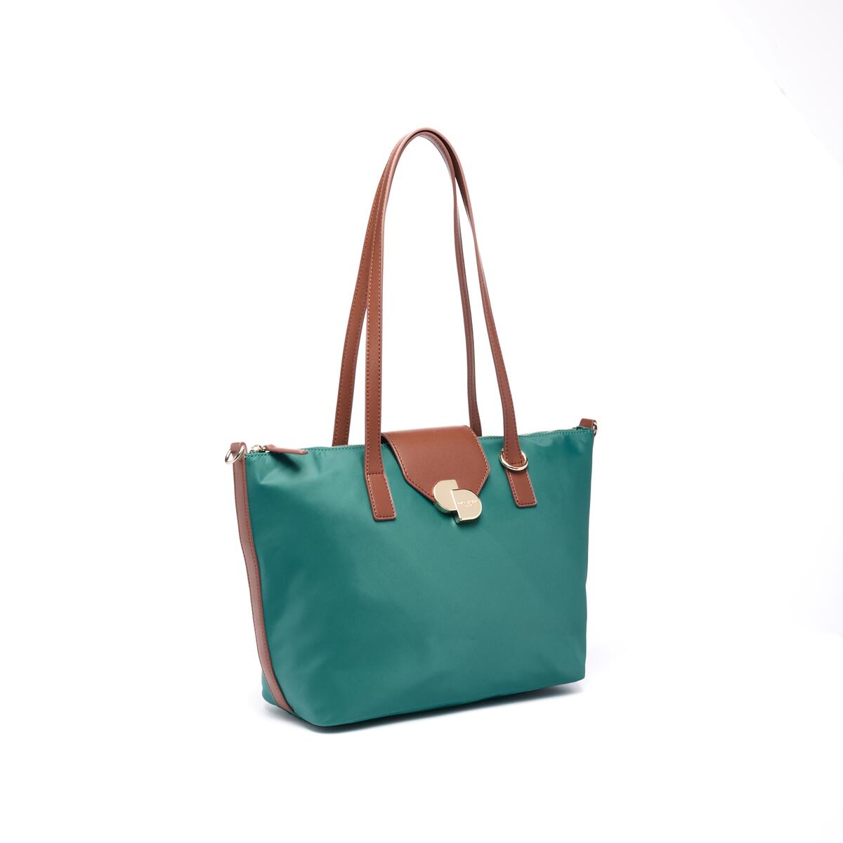 Bolso shopper mediano de lona Verde 2