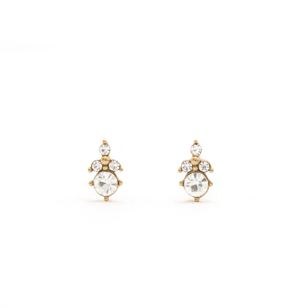 Pendientes de Oro con Piedras Blancas 1
