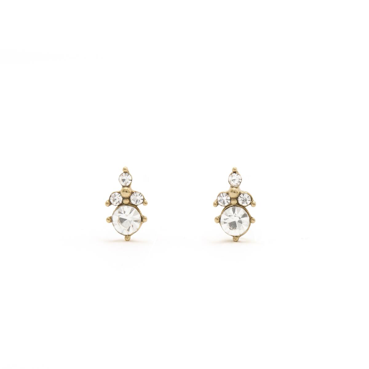 Pendientes de Oro con Piedras Blancas 1