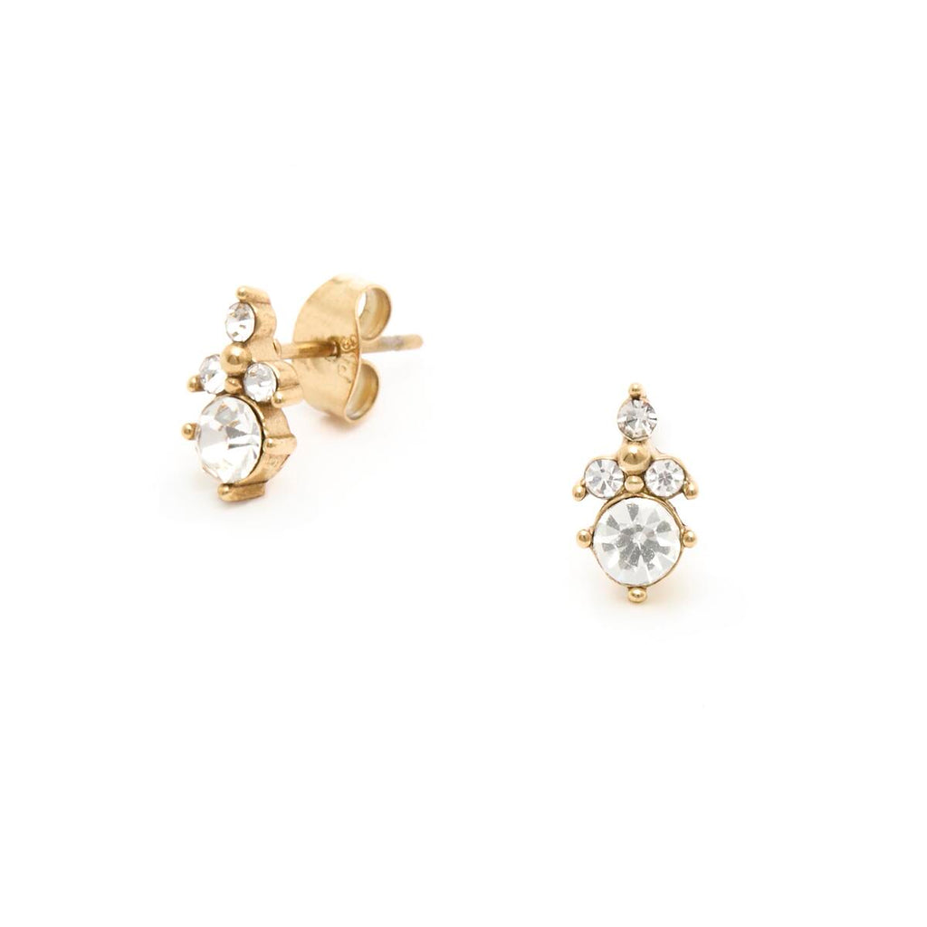 Pendientes de Oro con Piedras Blancas 2