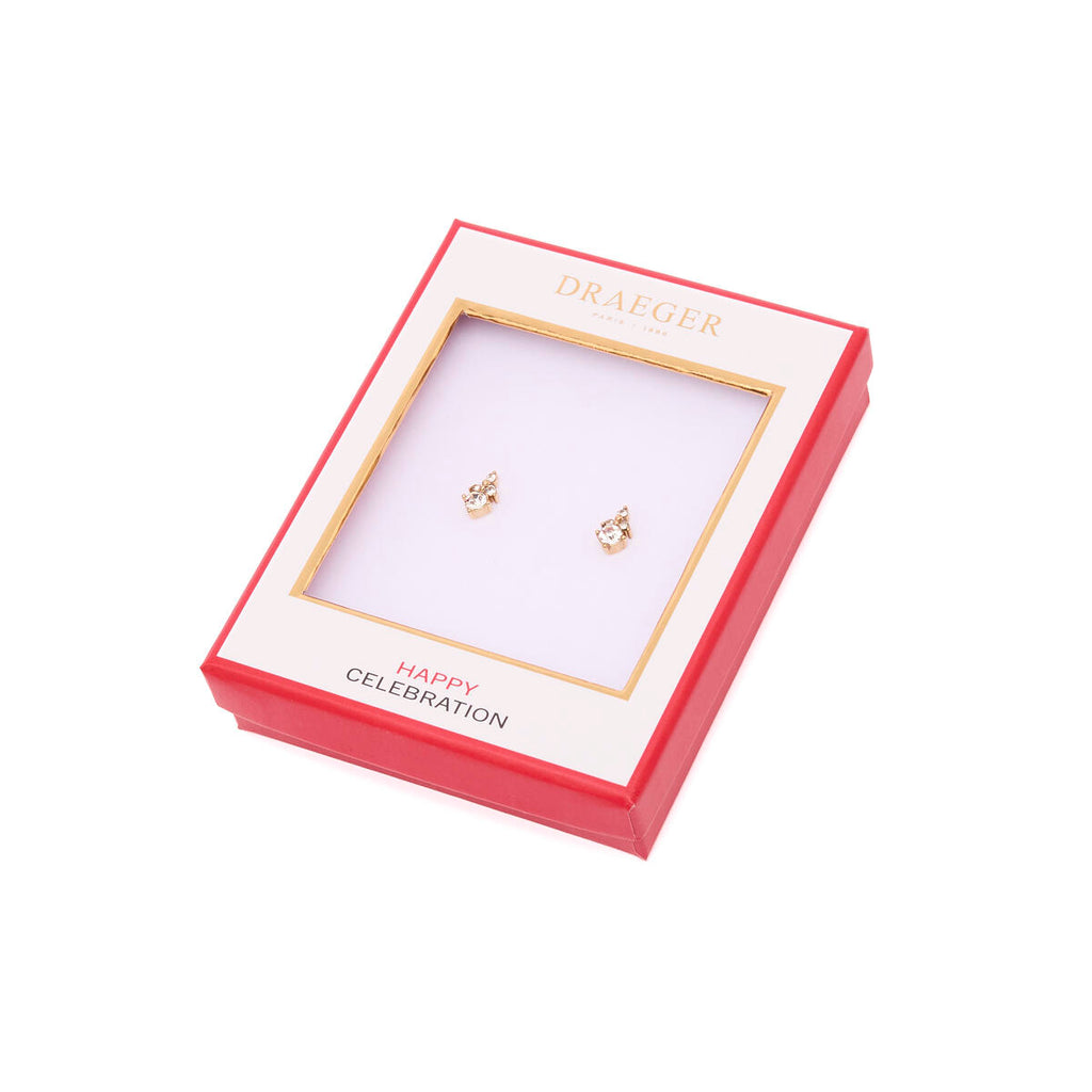 Pendientes de Oro con Piedras Blancas 3