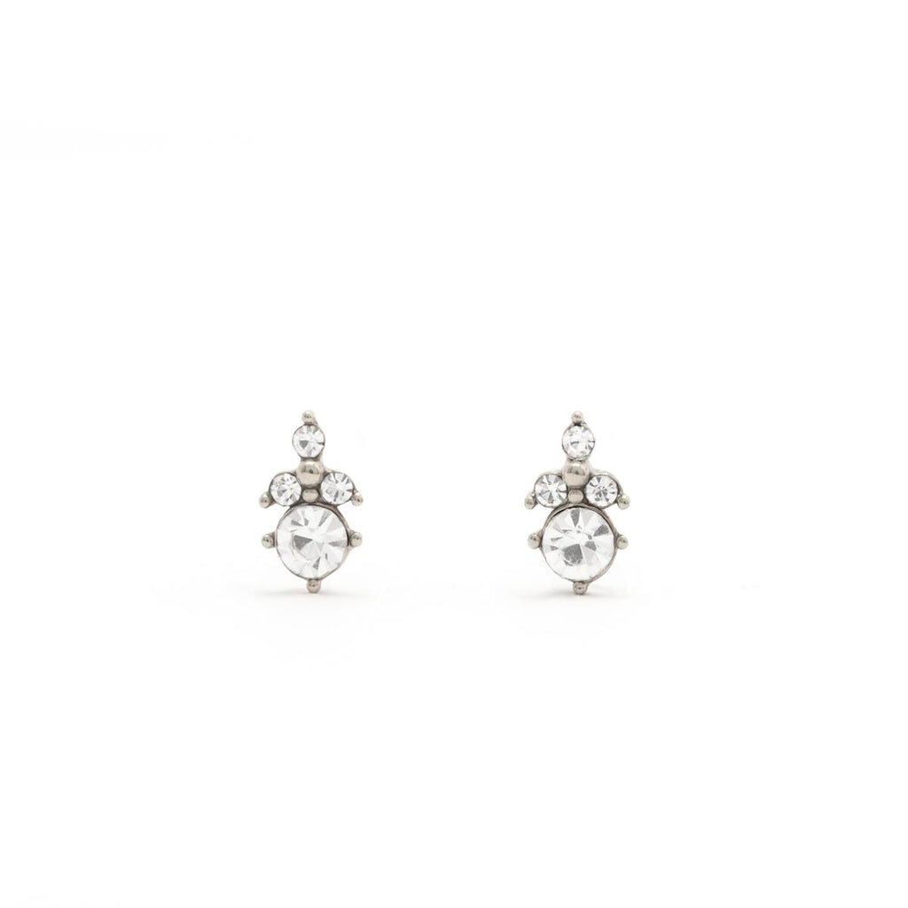 Pendientes Plateados con Piedras Blancas 1