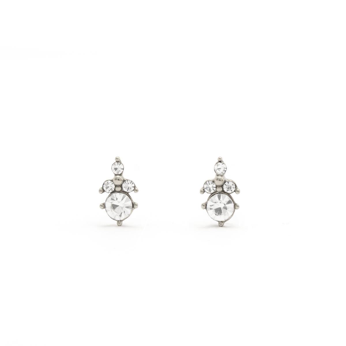 Pendientes Plateados con Piedras Blancas 1