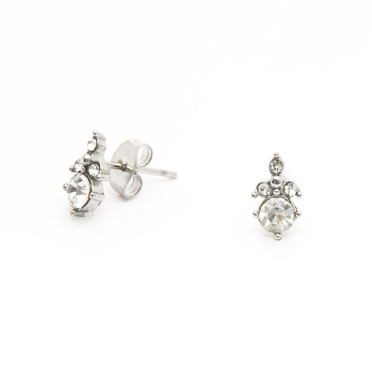 Pendientes Plateados con Piedras Blancas 2