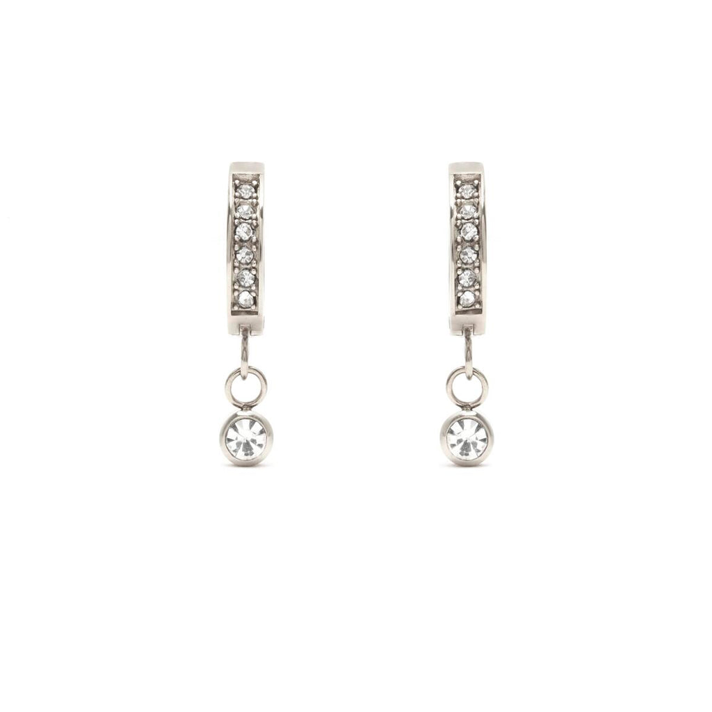Pendientes de Aro Plateados con Piedras Blancas 1