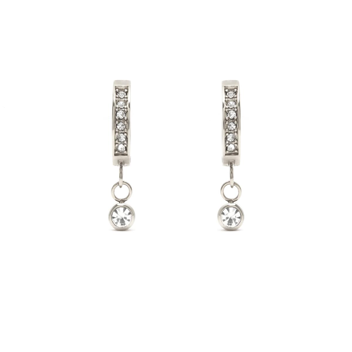 Pendientes de Aro Plateados con Piedras Blancas 1