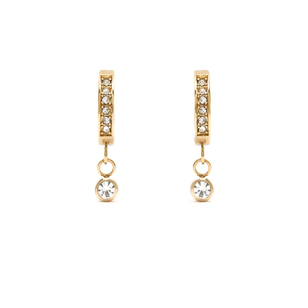 Pendientes Dorados con Piedras Blancas 1