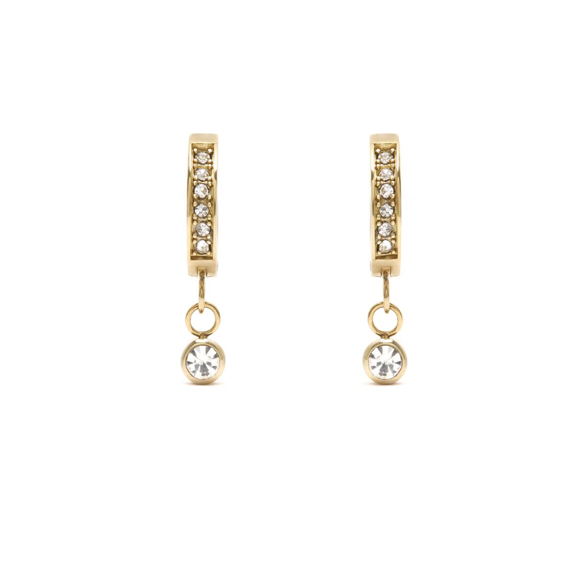Pendientes Dorados con Piedras Blancas 1