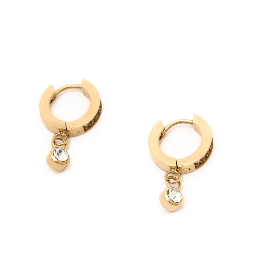 Pendientes Dorados con Piedras Blancas 2