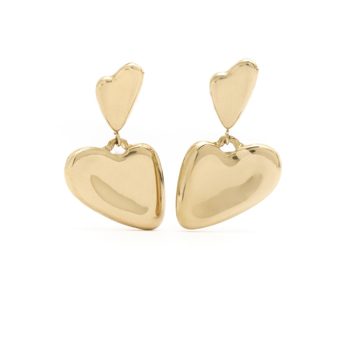 Pendientes Dorados Corazones Asimétricos 1