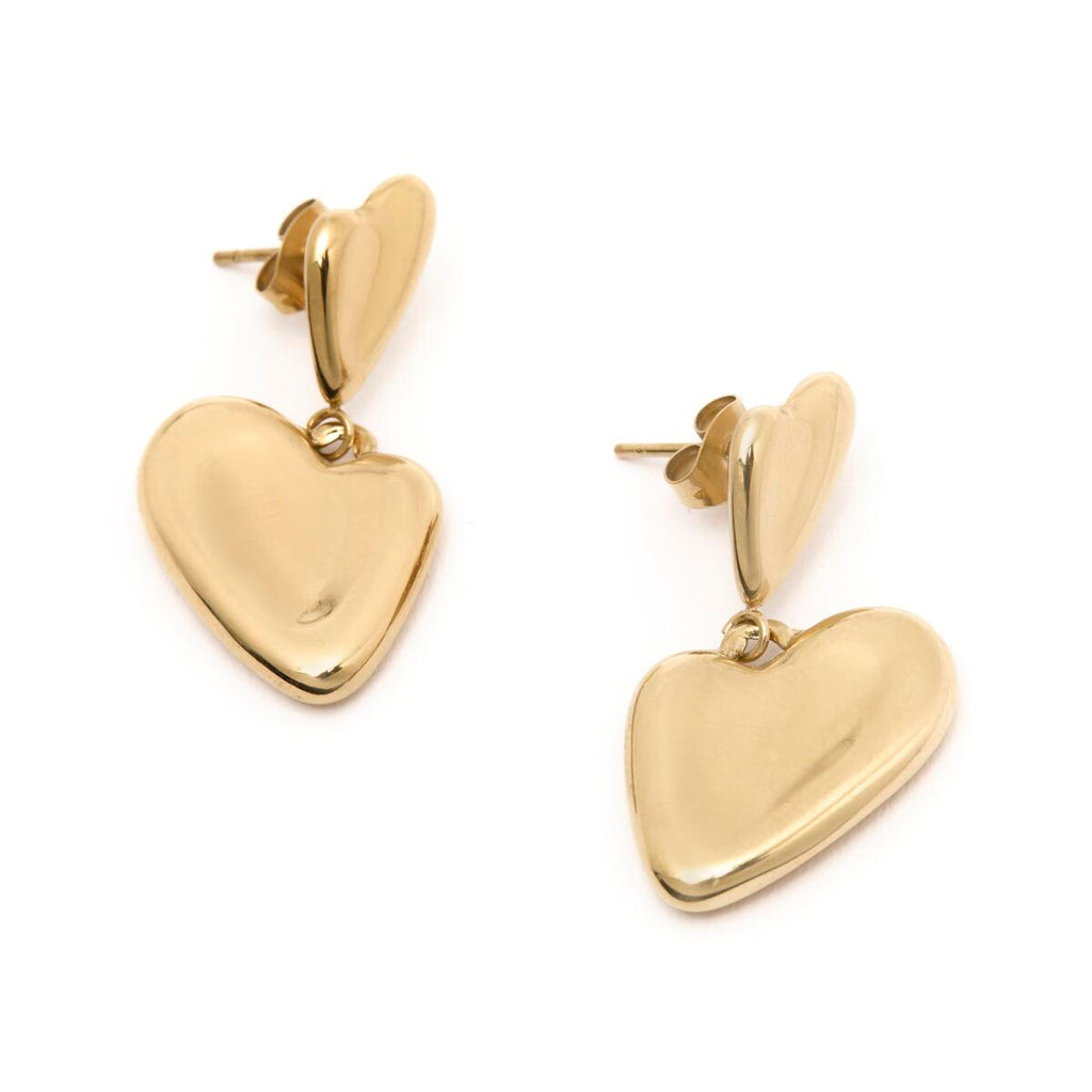 Pendientes Dorados Corazones Asimétricos 2