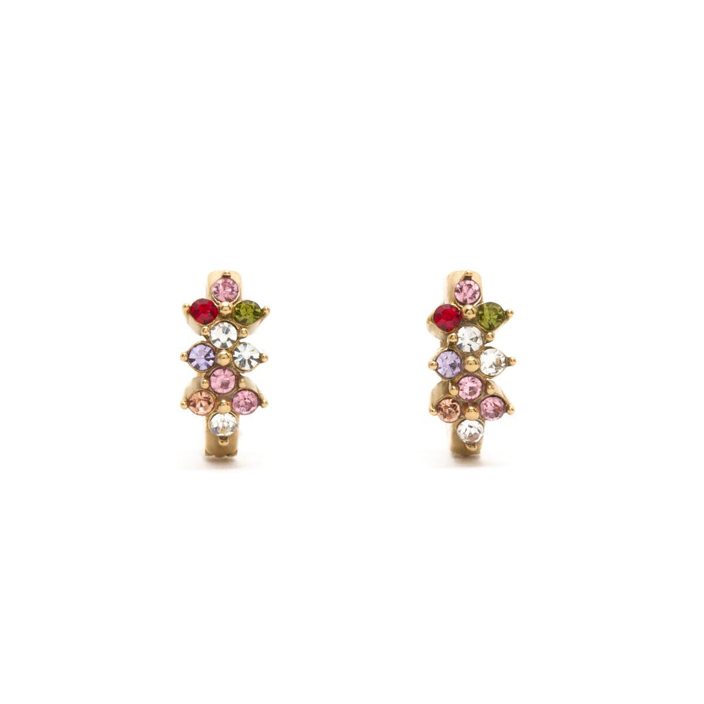 Pendientes de Aro Dorados con Piedras Rosas 1
