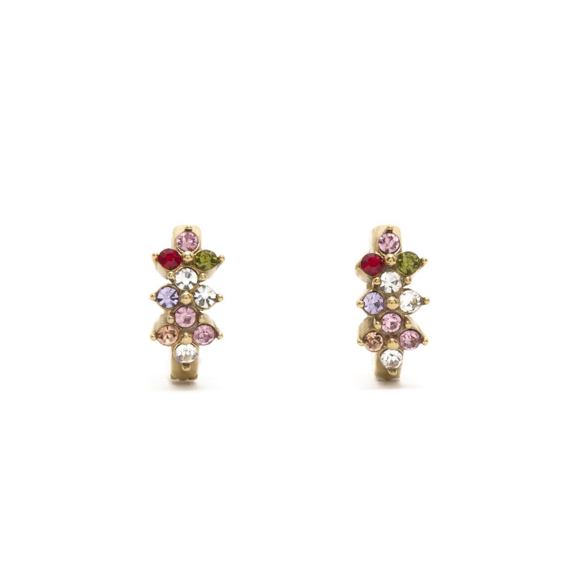 Pendientes de Aro Dorados con Piedras Rosas 1