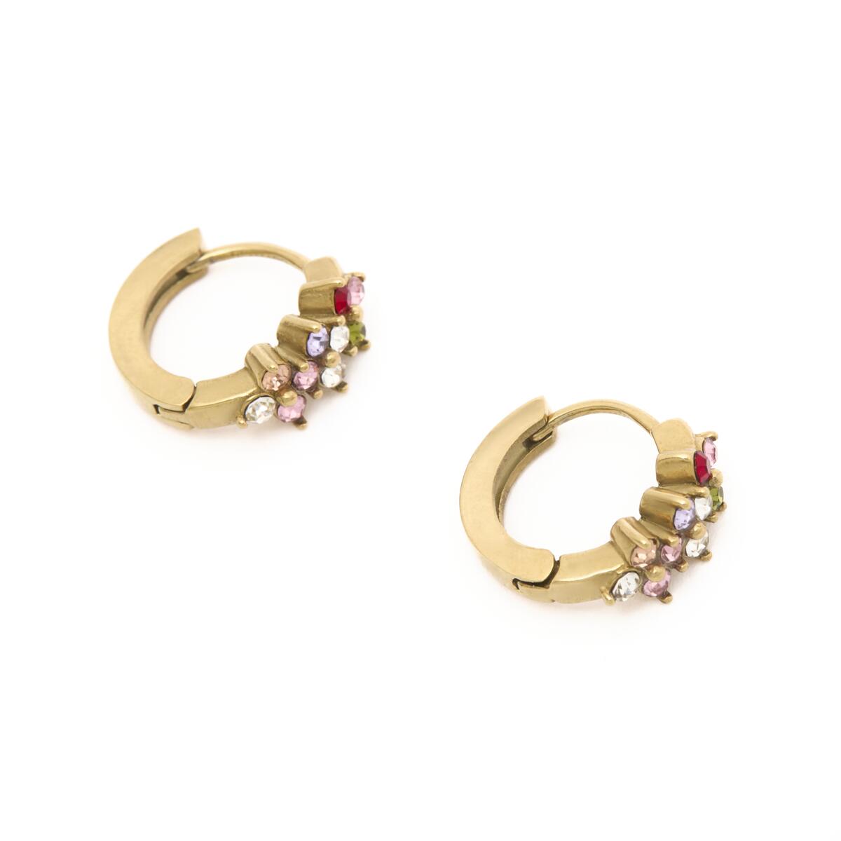 Pendientes de Aro Dorados con Piedras Rosas 2