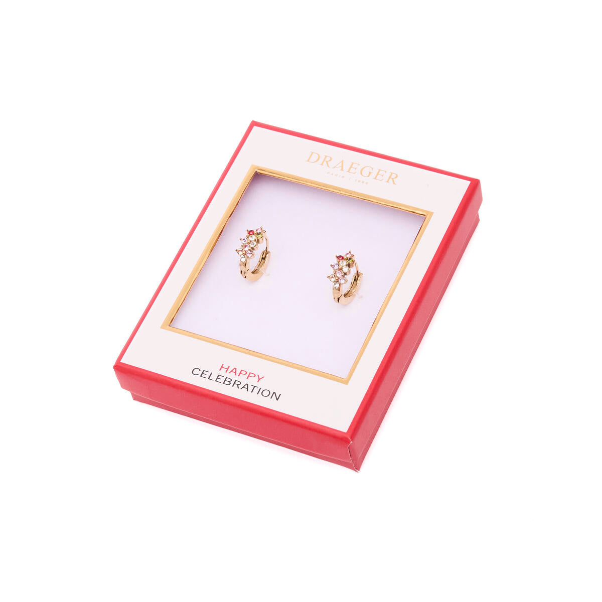 Pendientes de Aro Dorados con Piedras Rosas 3