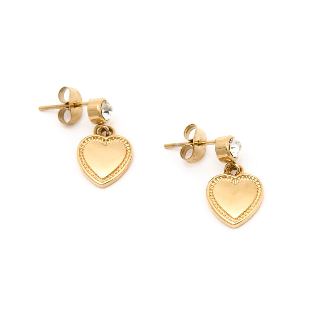 Pendientes Colgantes Dorados con corazones 2