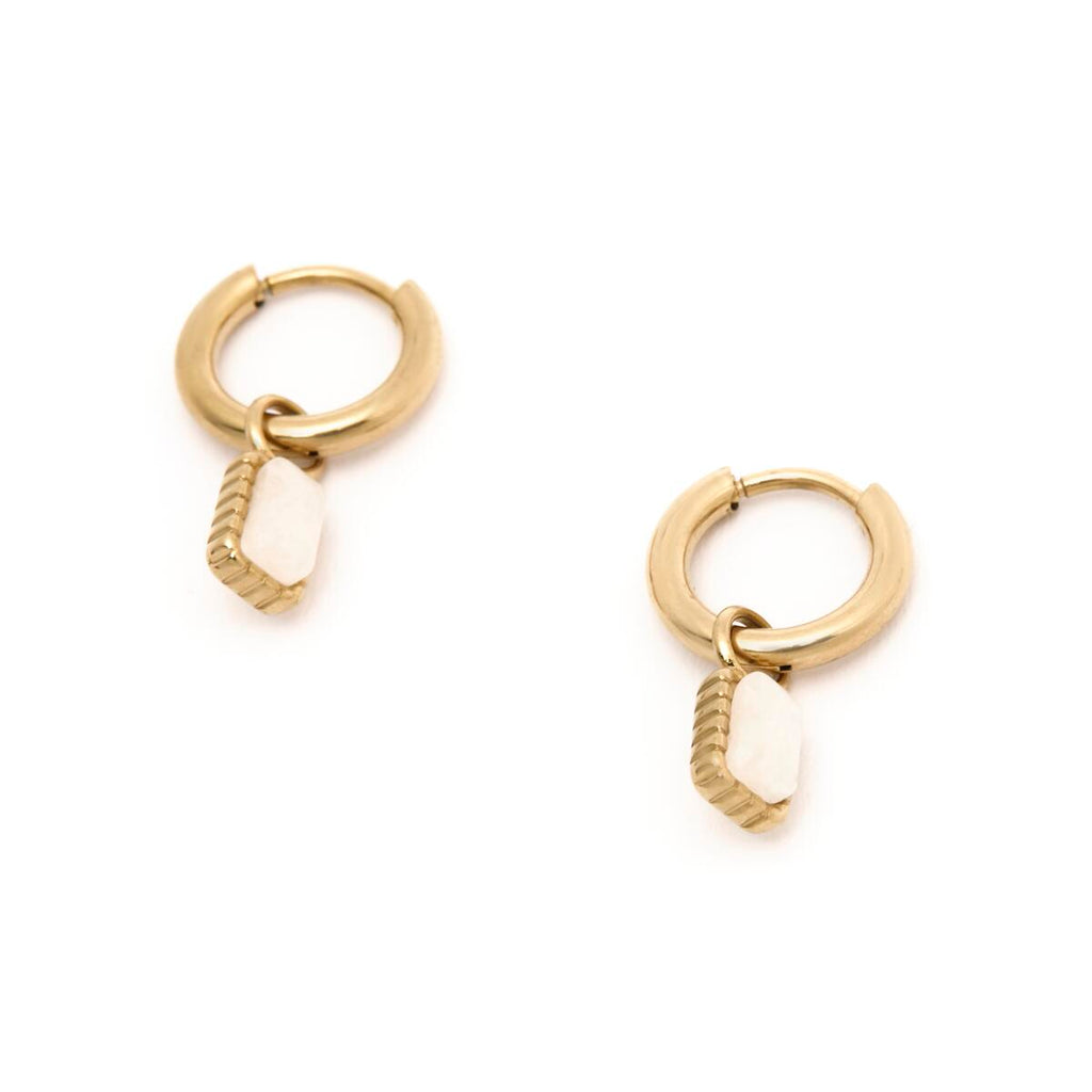 Pendientes Doradas con Piedras Blancas 2