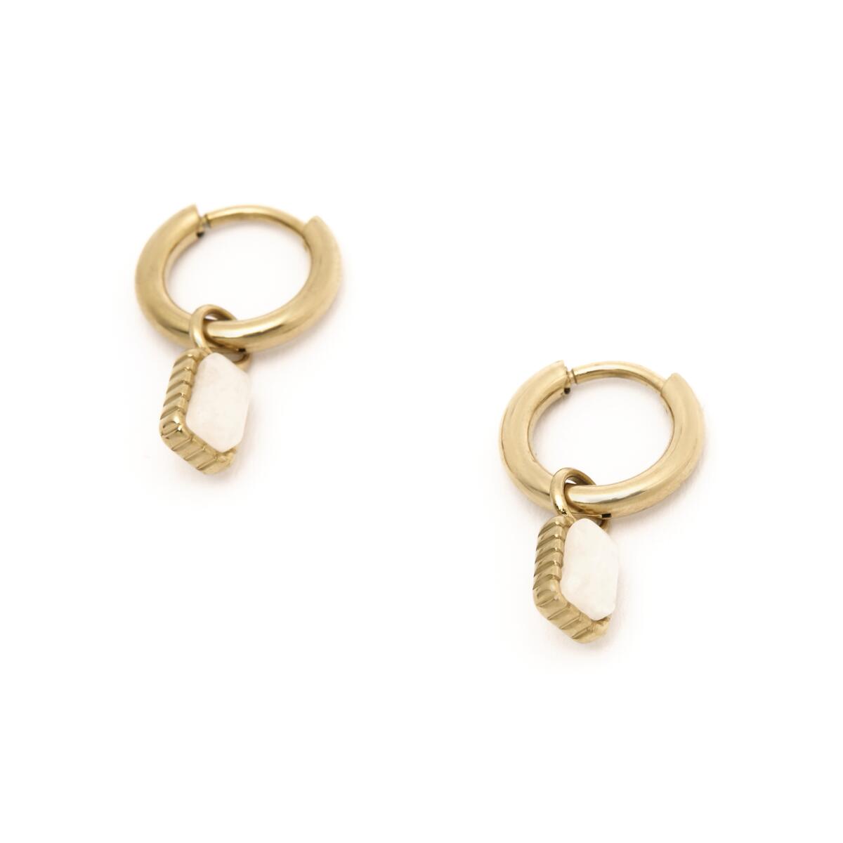 Pendientes Doradas con Piedras Blancas 2