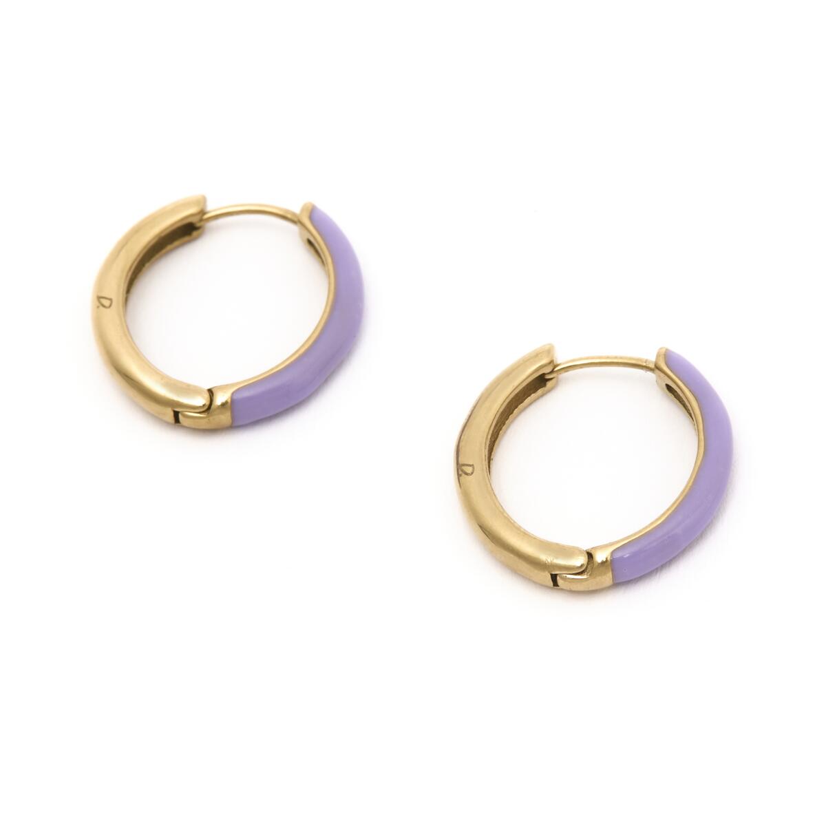 Pendientes de Aro Dorados con Esmalte Púrpura 2