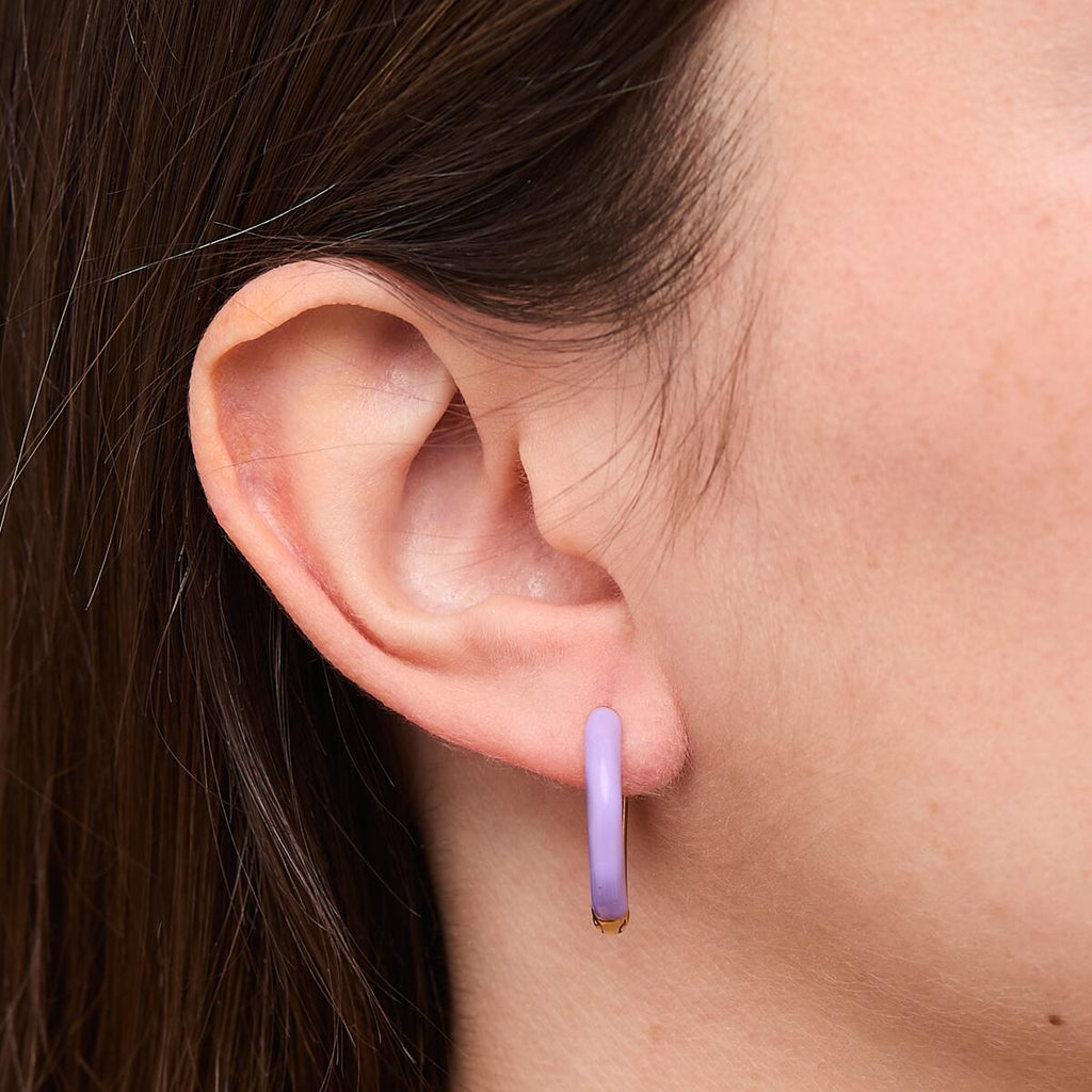 Pendientes de Aro Dorados con Esmalte Púrpura 4