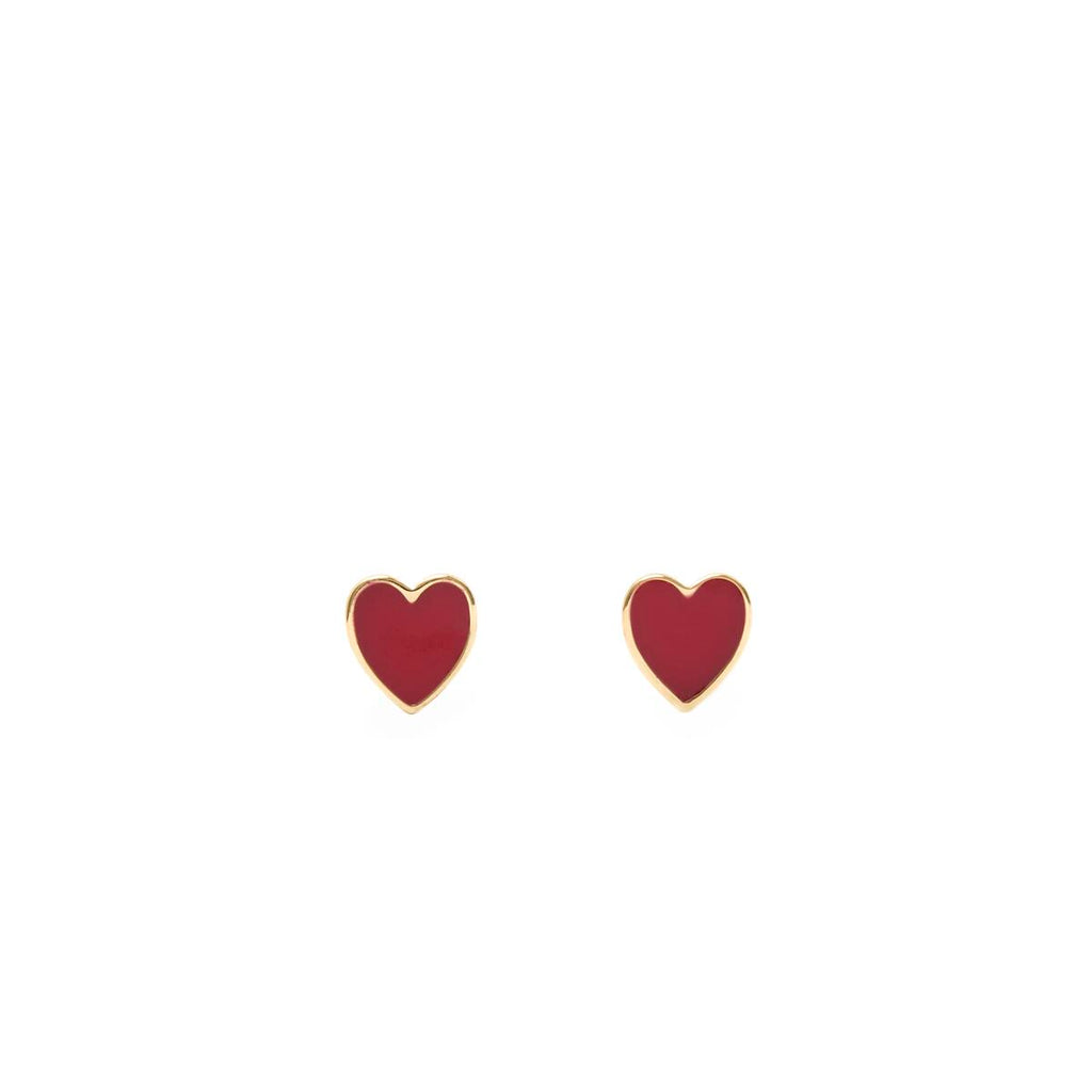 Pendientes Dorados con Corazones Rojos 1