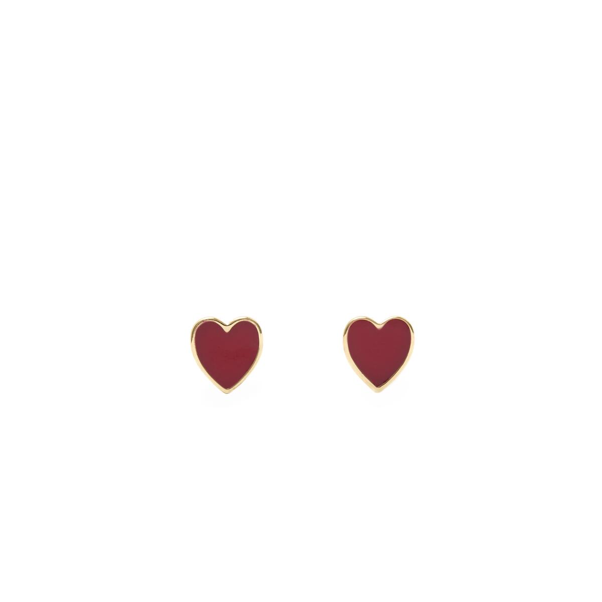 Pendientes Dorados con Corazones Rojos 1