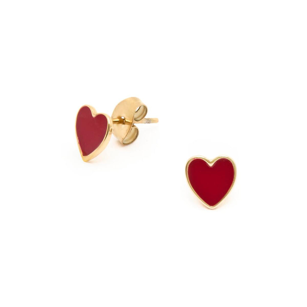 Pendientes Dorados con Corazones Rojos 2