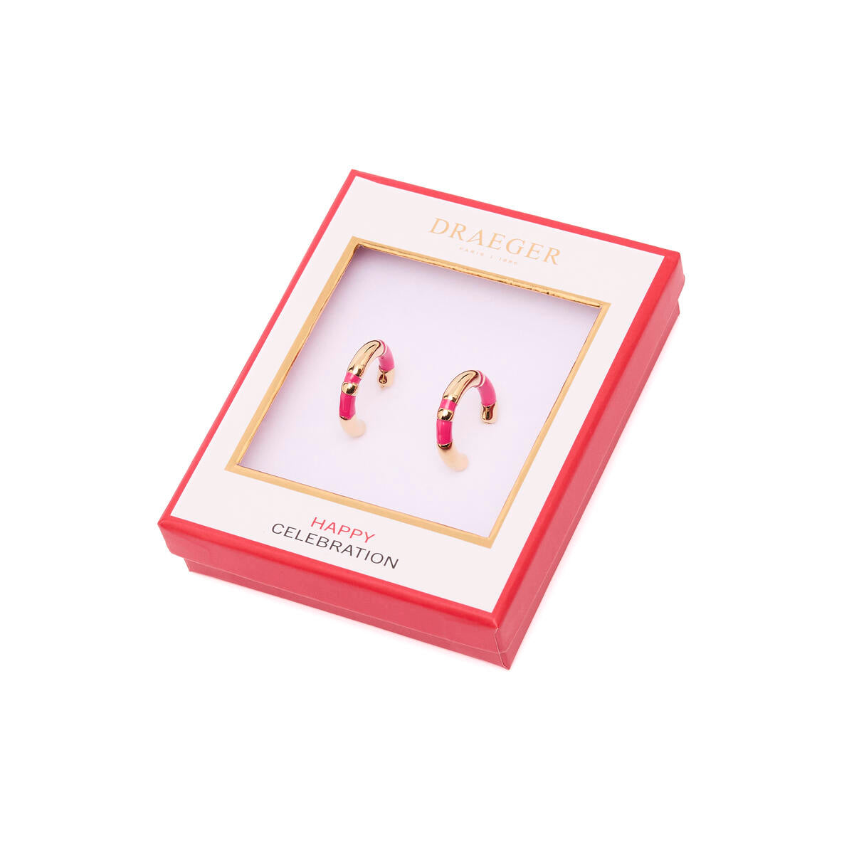 Pendientes de Aro Dorados con Esmalte Rosa 3