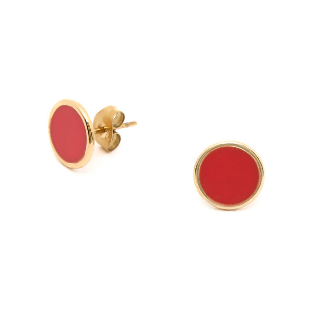Pendientes Redondos Esmaltados en Naranja 2