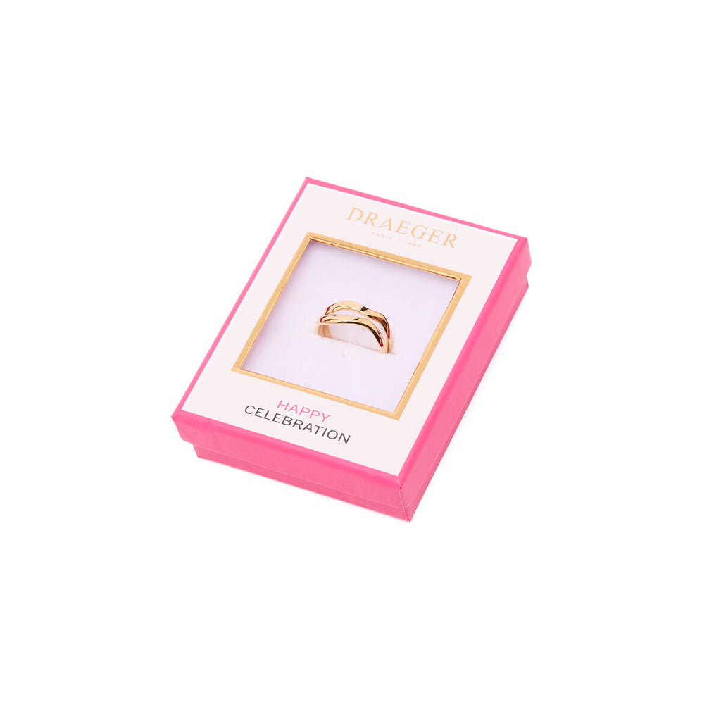 Anillo Dorado con Doble Anillo Ondulado 3