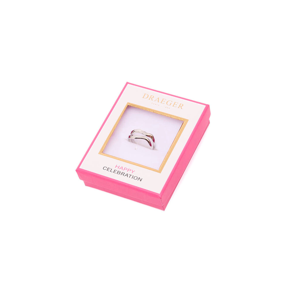 Anillo Plateado con Doble Anillo Ondulado 3