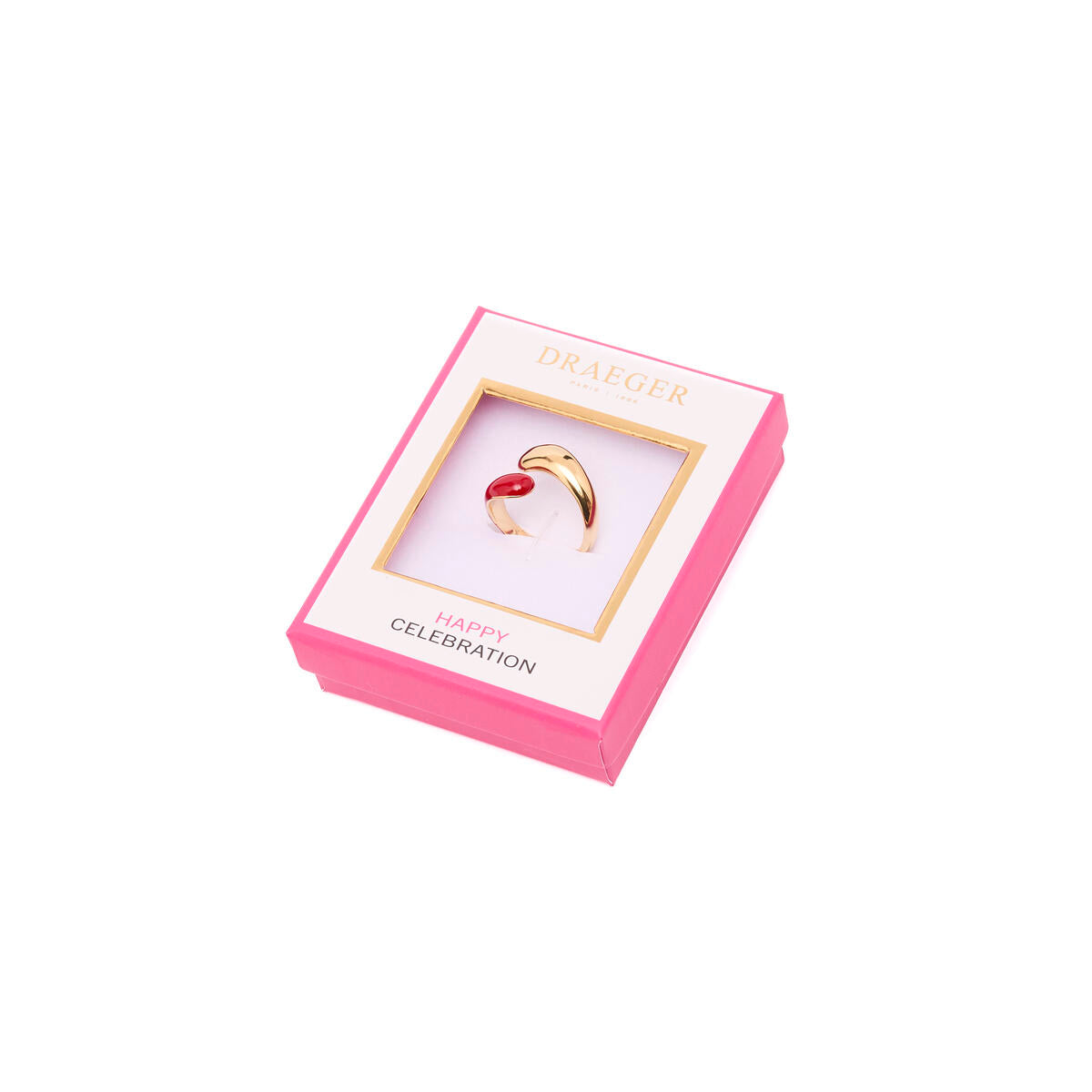 Anillo Dorado con Esmalte Rojo 3