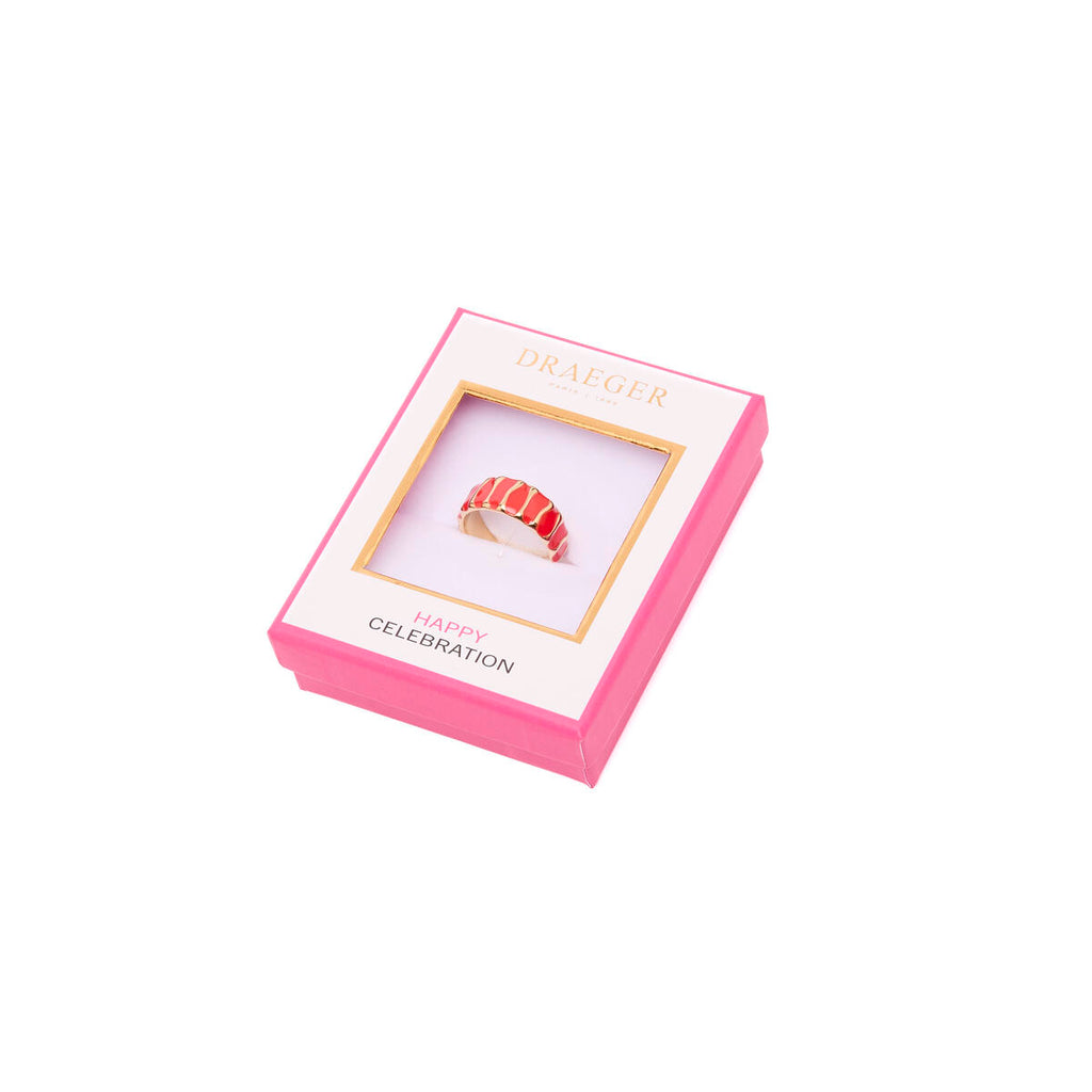 Anillo Dorado con Esmalte Naranja 3